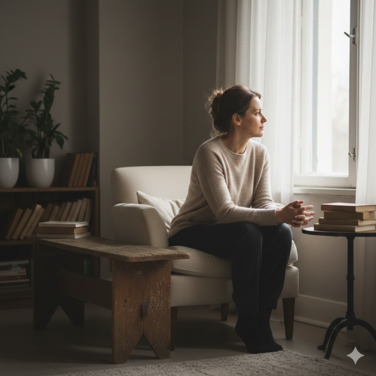 Persona en un momento de introspección reflexionando sobre la interacción humana.