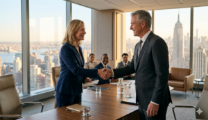 Profesionales construyendo una relación de confianza en un entorno empresarial